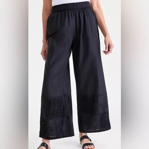 NWOT Style & Co Drawstring Wide Leg Pants w Lace Cut Out Details Black - Sz XS